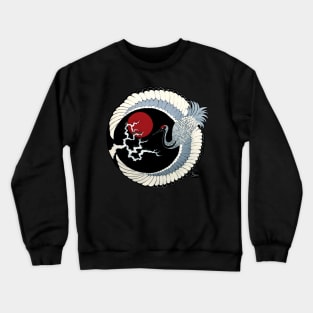 Dawn of the Rising Sun White Crane Crewneck Sweatshirt